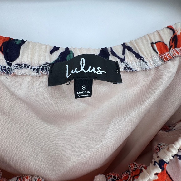 Lulus Orange Floral Off The Shoulder Bell Sleeve Mini Dress Womens Small - Picture 3 of 7